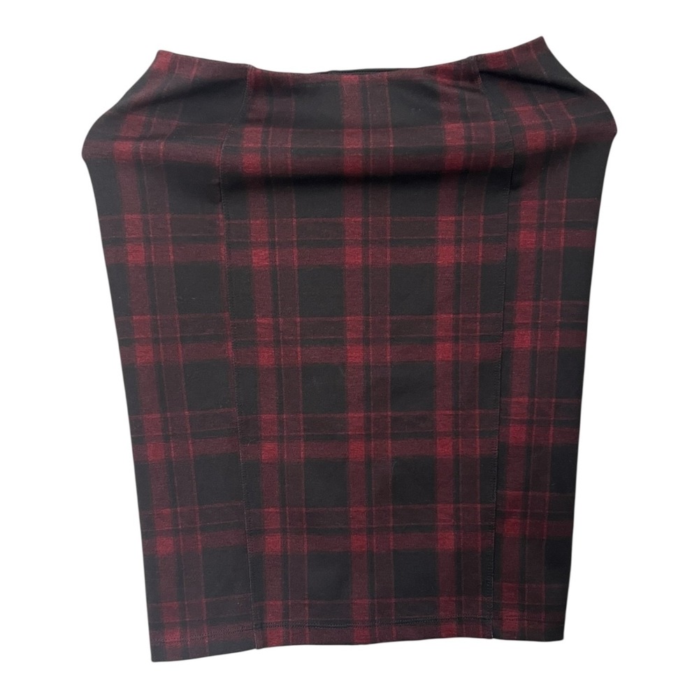 Red Black Plaid High Rise Knit Pencil Skirt Workwear Women's 2P Liverpool